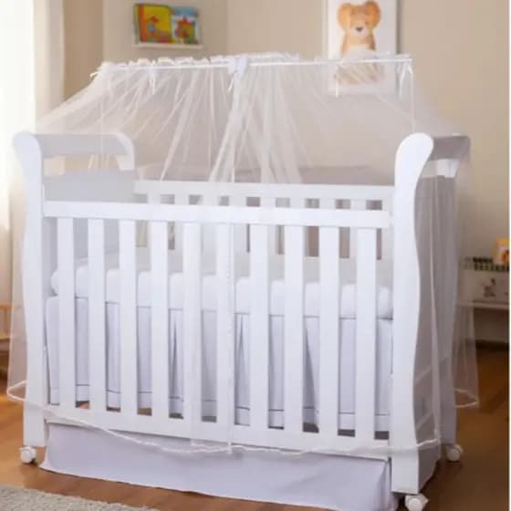 Mosquiteiro para Berço Americano e Nacional Tela Mosqueteira Tule Bebe Branco Palha Delicado Laço