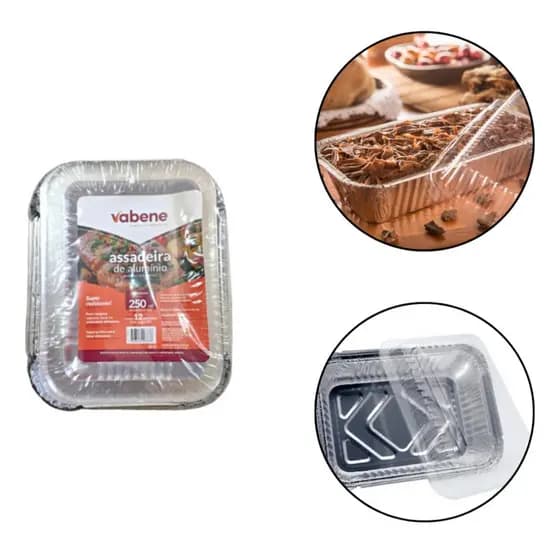 Assadeira de Alumínio 250ml Tampa Pet c/60 Unidades