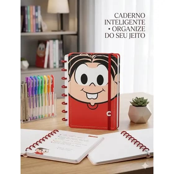 Caderno Inteligente Turma da Monica 80 Folhas – Mônica e Magali Grande e Pequeno