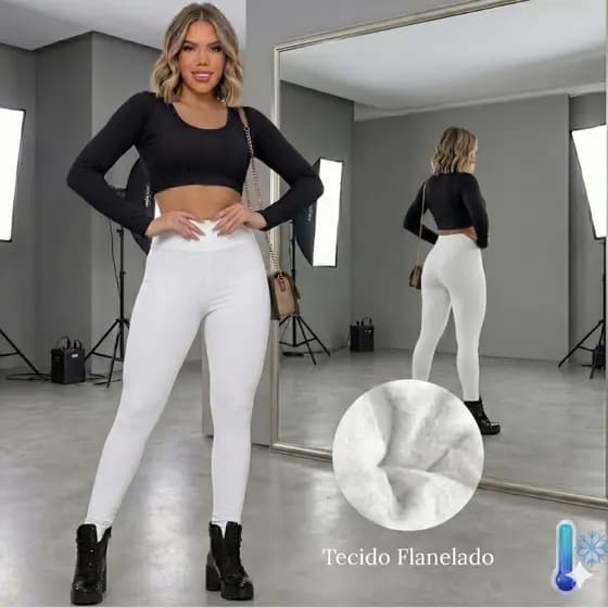 Calça Legging Térmica Peluciada Forrada Inverno Quente Flanelada