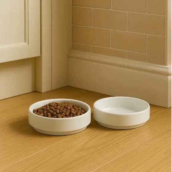 2 Comedouro Gato Porcelana 230ml – Tigela Pet Elegante p/ Ração | Pote de Comida Gato Louça