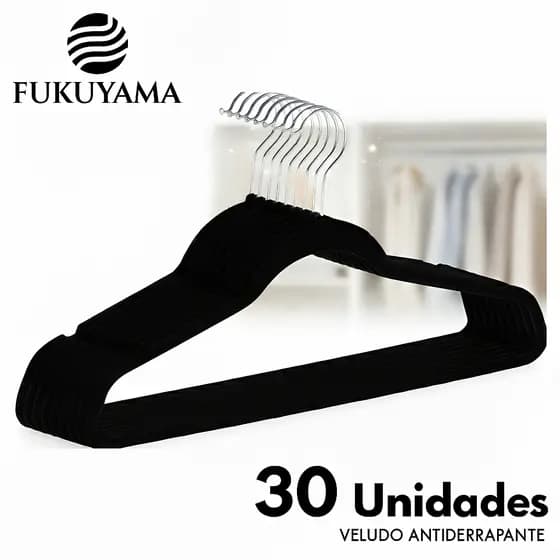 KIT 30 CABIDES AVELUDADO PRETO FUKUYAMA ULTRA FINO Antideslizante Com Gancho Giratório 360°