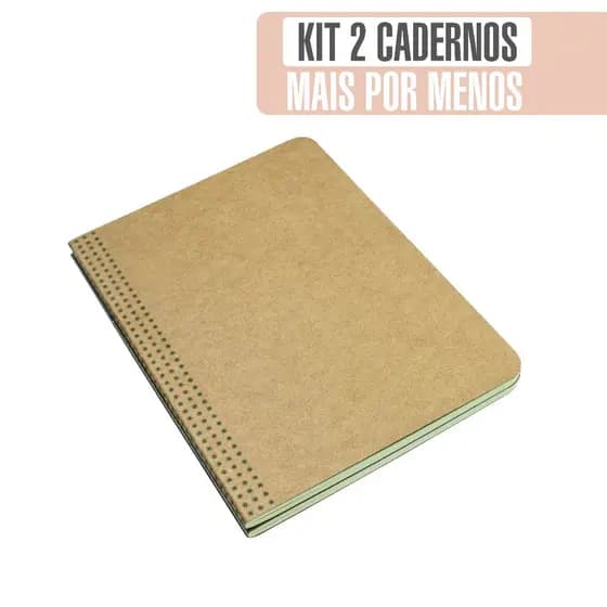 kit 2 Cadernos Kraft | Tr.A5 | Pontilhado, Quadri, Pautado, Liso | Bloco Traveler | Sketchbook