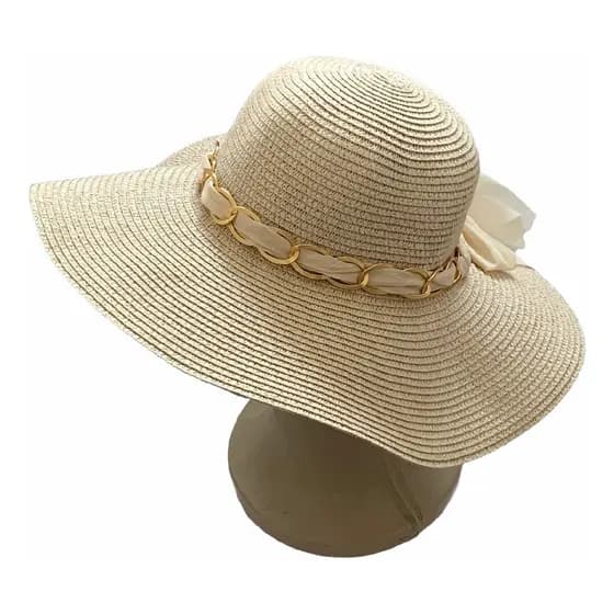 Chapéu Floppy de Palha Sintetica Moda Praia Aba Grande 12cm Várias Cores
