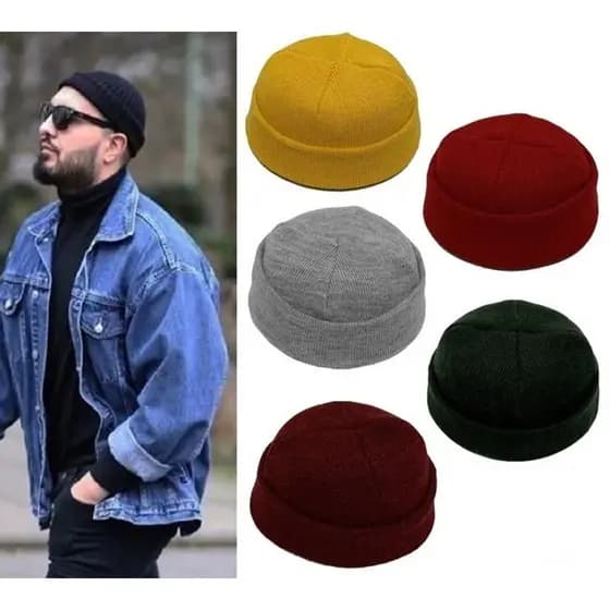 Touca Rap Docker Sailor Gorro Curto Swag Rap Trap Hipster Toca Inverno Com Dobra Dobrada