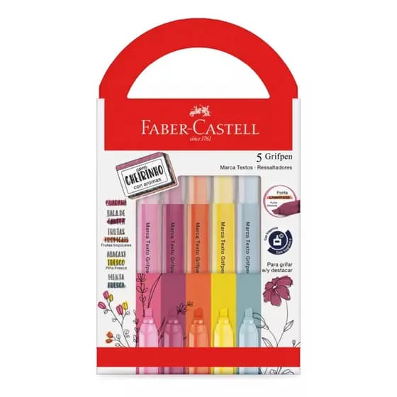 Marca Texto C/Aroma Revigora & Energiza 5 Cores Faber-Castell