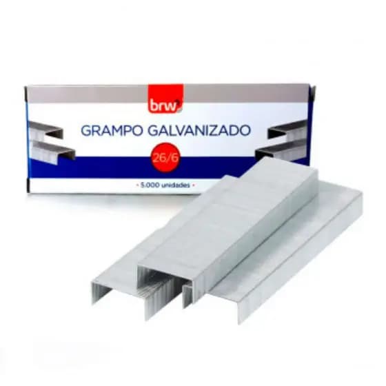 Grampo P/ Grampeador 26/6 Galvanizado C/ 5000 Unidades