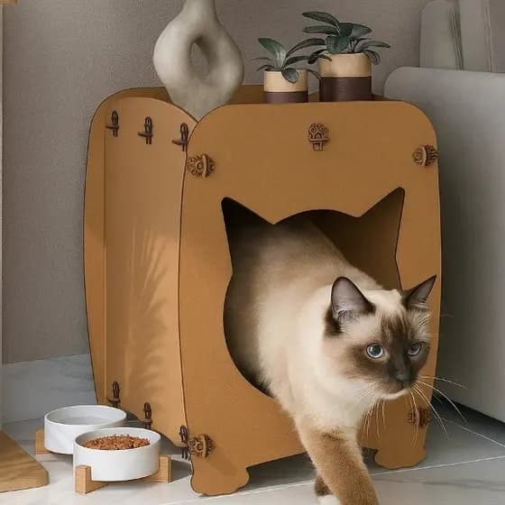 Casinha Mesa De Cabeceira Pet Gato Várias Cores MDF
