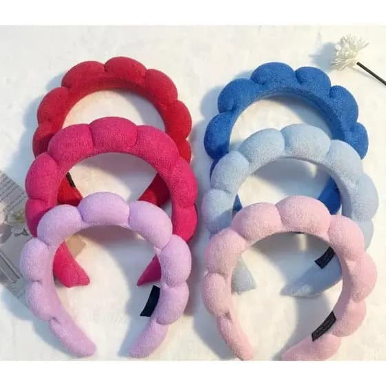 Tiara Nuvem Acolchoada Pelúcia para Skincare e Maquiagem - Várias Cores