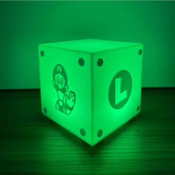 Luminaria Bloco Luigi Verde Super Mario Bros Led Geek Abajur