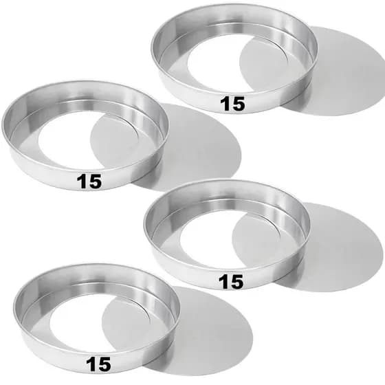 Kit 4 Formas Redondas Fundos Removível Falso 15x5 Alumínio Resistente
