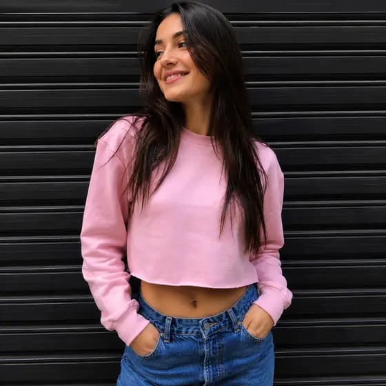 Moletom Cropped Feminino Flanelado Algodão Manga Longa