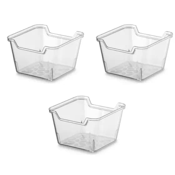 Kit 3 Organizadores de Maquiagem Escritório Acrílico Utensílios Modular