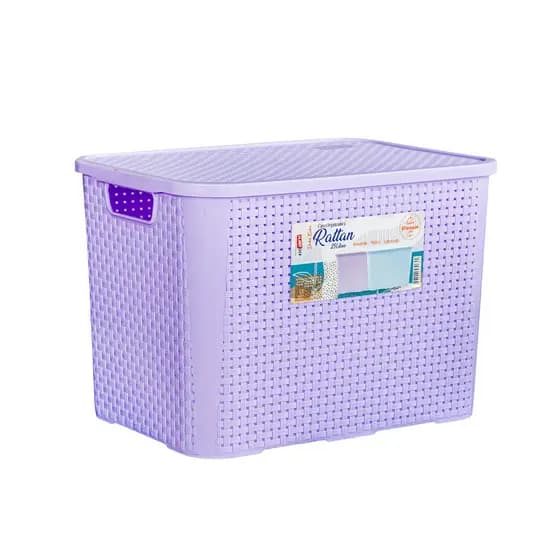 Caixa Organizadora Rattan 25 Litros Com Tampa Premium