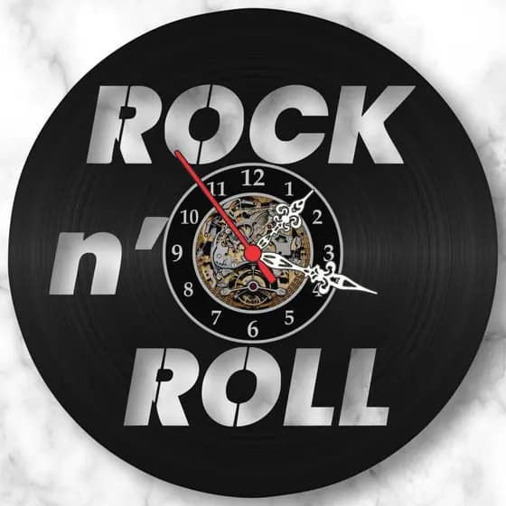 Relógio de Parede Disco de Vinil Rock N Roll Musica Decorativo Retrô Vintage Quarto Sala Cozinha