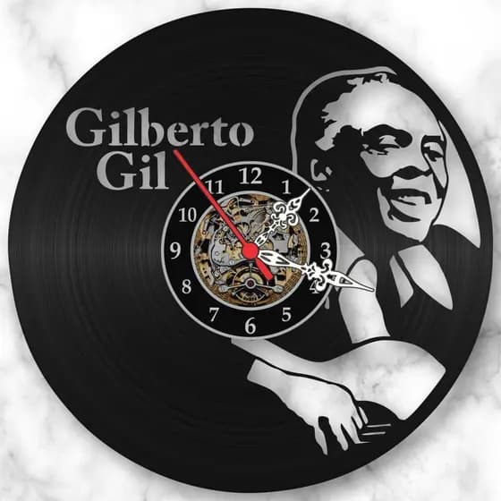Relógio de Parede Disco de Vinil Gilberto Gil Decorativo Retrô Vintage Quarto Sala Cozinha