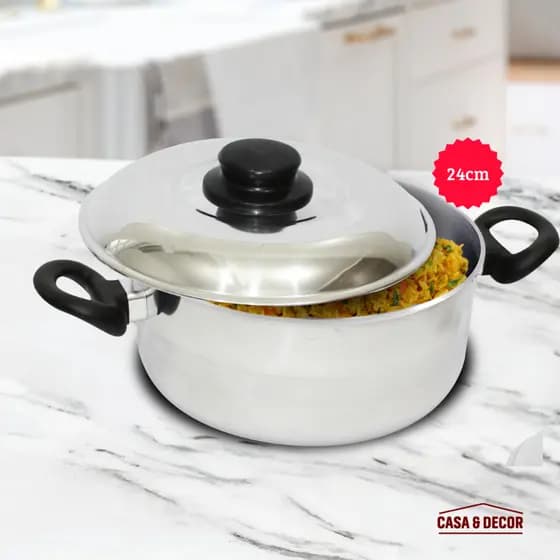 Panela De Aluminio 24cm Grossa 2mm Avulsa + Barato Caçarola Resistente Grande Espelhada + Barato