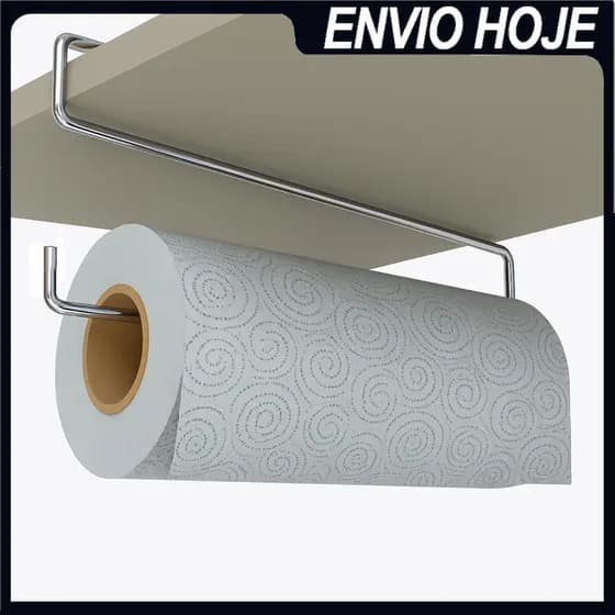 PORTA PAPEL TOALHA ALUMÍNIO FILME ROLO SUPORTE ARMÁRIO MULTIUSO PAREDE AÇO
