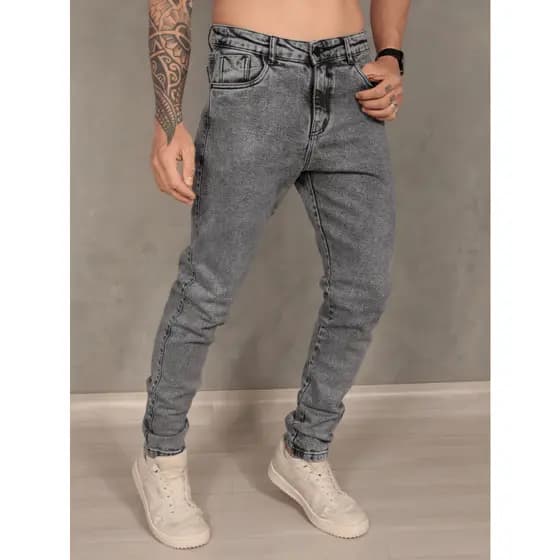 Calça Jeans Masculina Slim Fit Com Elastano Jogador Luxo