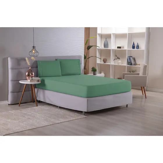 Jogo Lençol Cama Casal Padrão 400 fios Micropercal 03 Peças Ponto Palito Melhor Preço