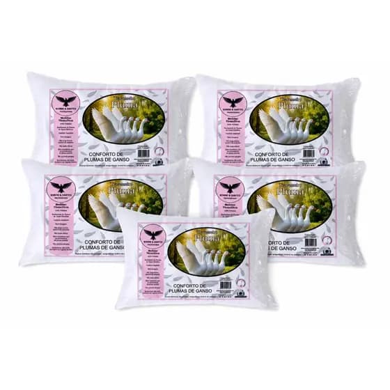 Kit Travesseiros Toque Pluma de Ganso Antialérgicos Percal 400 Fios Extra Macios e Duráveis 70x50