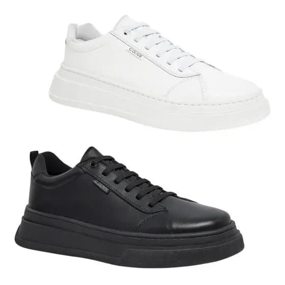 Kit 2 Pares Tênis Ajuste Elástico Sola Costurada Palmilha Gel Couro Macio