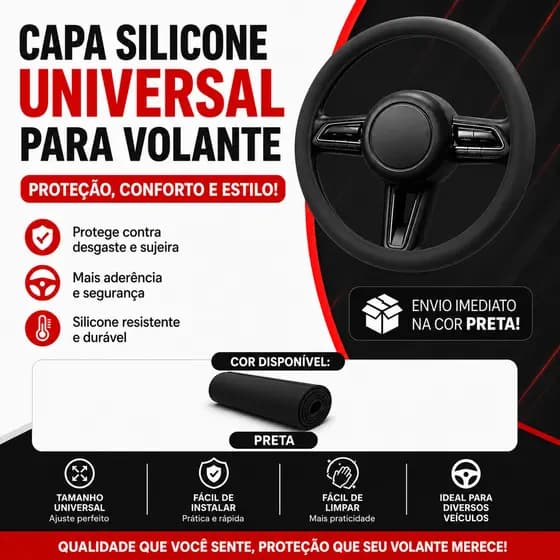 Capa Para Volante De Carro Silicone Antiderrapante Universal Elástica Macia Confortável