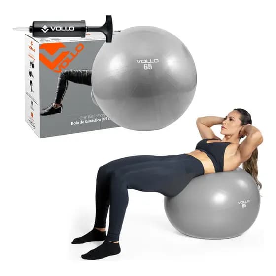 Bola Suíça Vollo Para Pilates E Yoga Gym Ball 65cm Com Bomba Suporta Até 300kg Anti Estouro Original