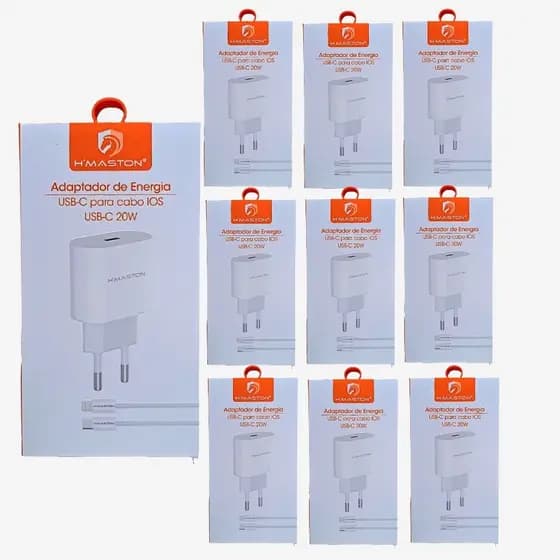 Kit 10 Carregador Tipo C iPhone iPad Ios Cabo + Fonte CB17 Hmaston