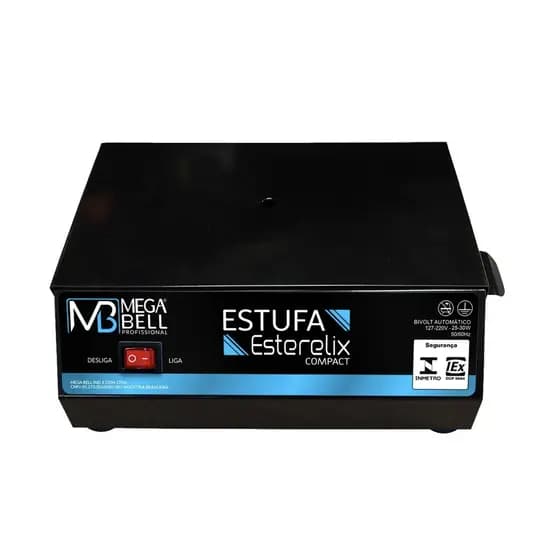 Estufa Esterilizadora Mega Bell Preta Bivolt – Profissional para Alicates, Manicure e Pedicure