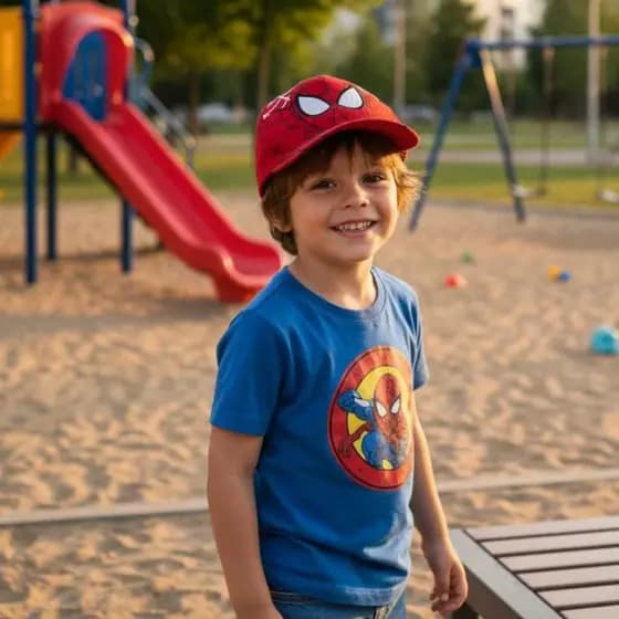 Boné Infantil Homem Menino Aranha Aba Curva com Ajuste