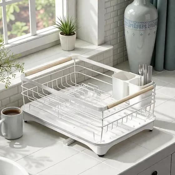 Escorredor Loucas Porta Talheres Base Coletora Antiderrapante Secagem Rapida Pia Design Moderno