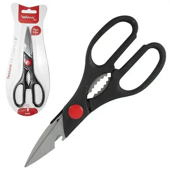 Tesoura De Cozinha Aço Inox Multiuso Peixe Quebra Nozes 20cm