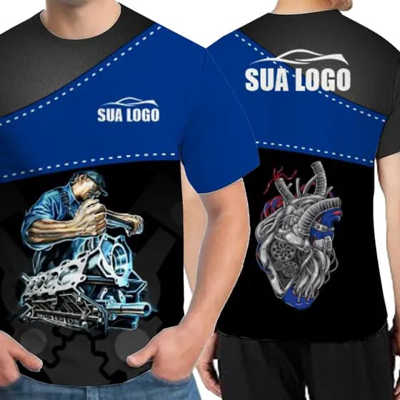Camiseta Mecânico Personalizada Uniforme 100% Poliéster Profissional Qualidade Premium