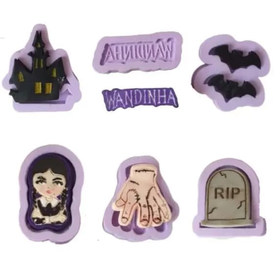 Molde de Silicone Kit Wandinha Halloween cód 1990