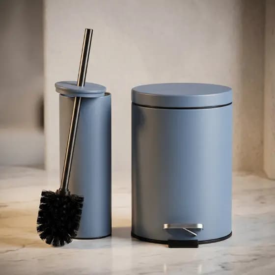 Escova Sanitária Lixeira Pedal 3 litros 5 litros Cinza Matte Banheiro Moderno