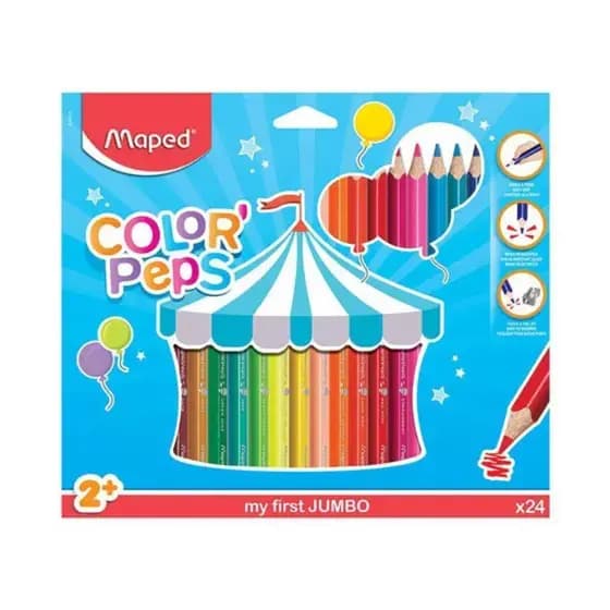 Lapis De Cor Com 24 Cores Jumbo Color Peps