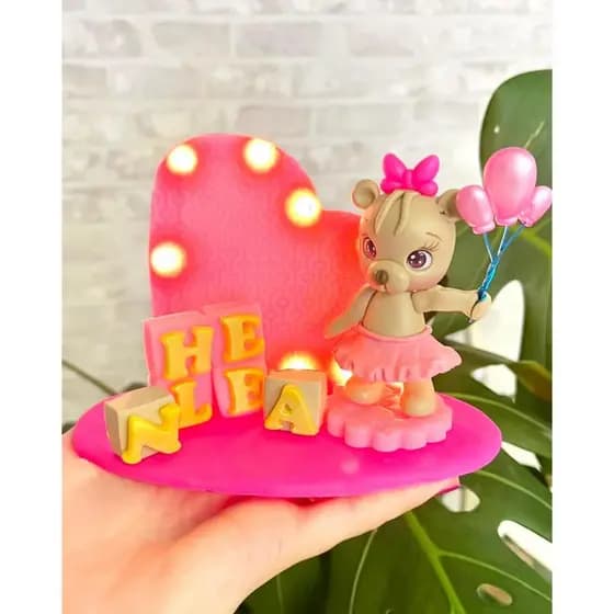 Topo de bolo cha de bebe - cha escelacal com Led - Vela com Led biscuit - Kit lembrancinha