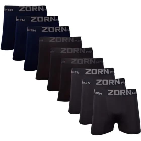Kit 08 Cueca Box Boxer Pretas Lisa Microfibra Adulto