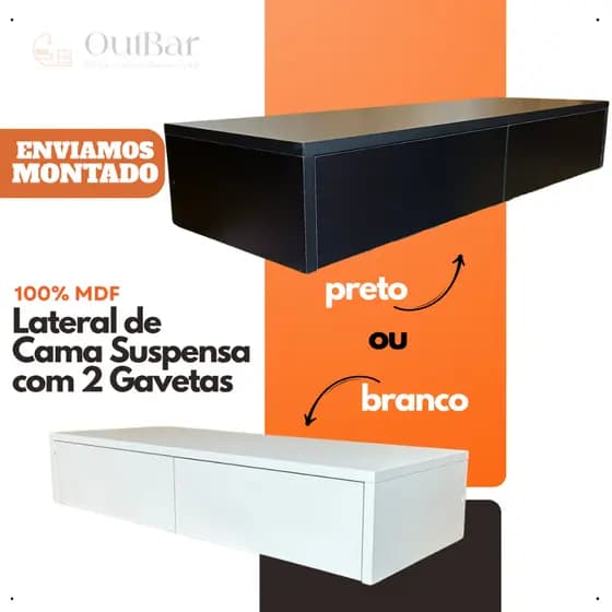 Penteadeira Suspensa Com 2 Gavetas Mdf