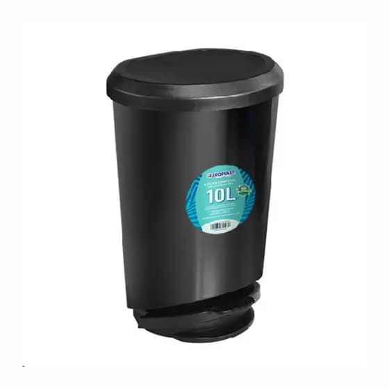 LIXEIRA CESTO COM PEDAL PRETO BANHEIRO COZINHA 10L ARQPLAST