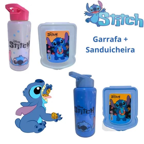 Kit Stitch Garrafa Squeeze + Sanduicheira