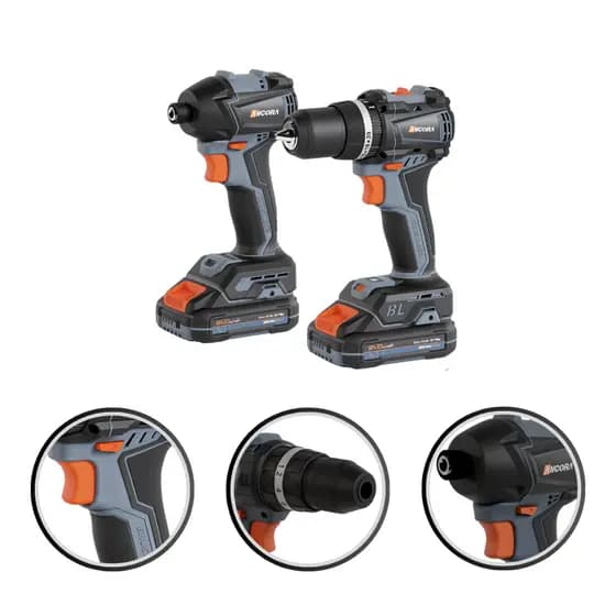 Kit Parafusadeira Impacto Parafusadeira Furadeira Brushless 2 Baterias 20V Maleta Portátil Completa