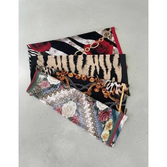 Lenço Feminino Fashion 65x65 cm em Seda Luxo