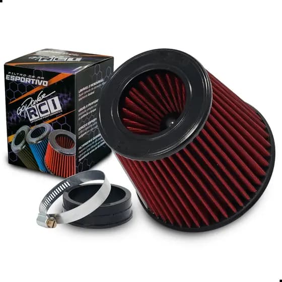 Filtro De Ar Esportivo Race Chrome Universal Duplo Fluxo Vermelho