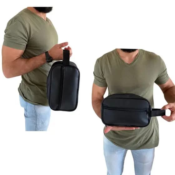 Necessaire Couro Organizadora Bag Bolsa Viagem Masculina Feminina