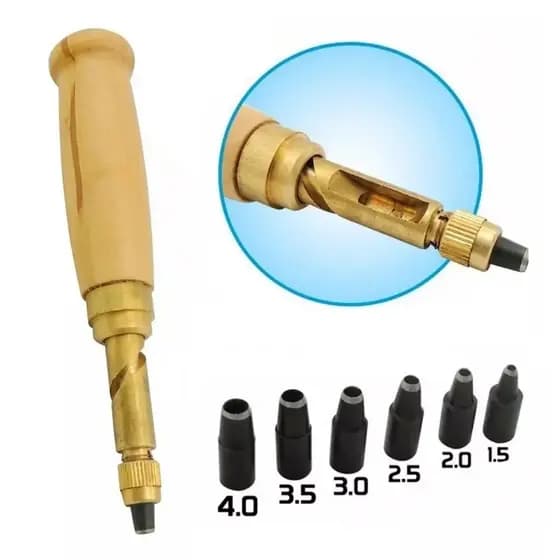 Vazador Furador Perfurador Manual Rotativo 6 Bicos Para Couro, Cinto, Lona e Papel