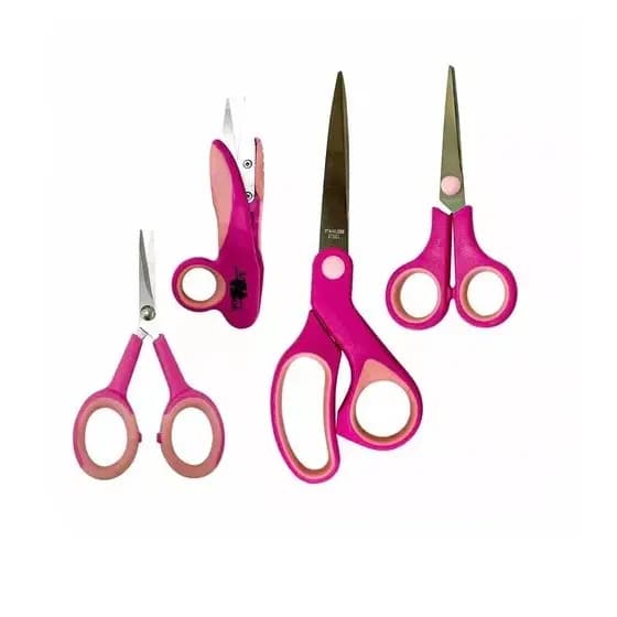 Kit 4 Tesouras Profissionais Rosa Corte Costura Patchwork