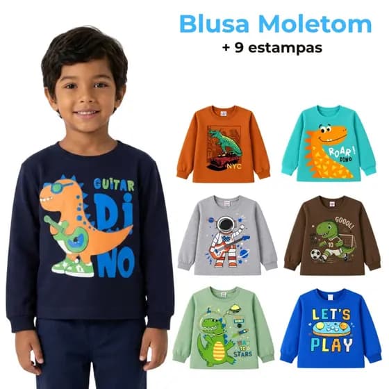 Kit 2 a 5 Blusa Casaco de Moletom Infantil Frio Inverno Quentinho 1 a 8 anos Menino