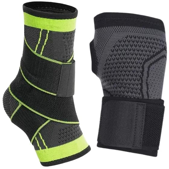 Kit Tornozeleira + Munhequeira com Faixa Ajustável Esportiva Suporte
